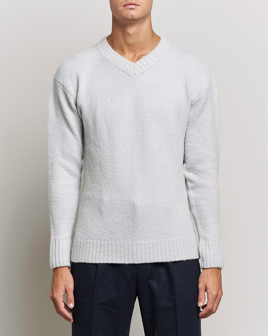 Mies | Puserot | NN07 | Grayson Knitted V-Neck Sweater Light Grey