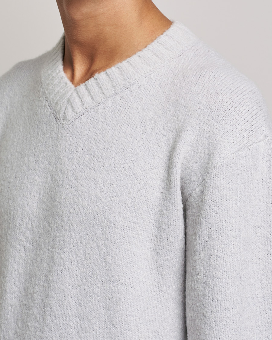 Mies | Puserot | NN07 | Grayson Knitted V-Neck Sweater Light Grey