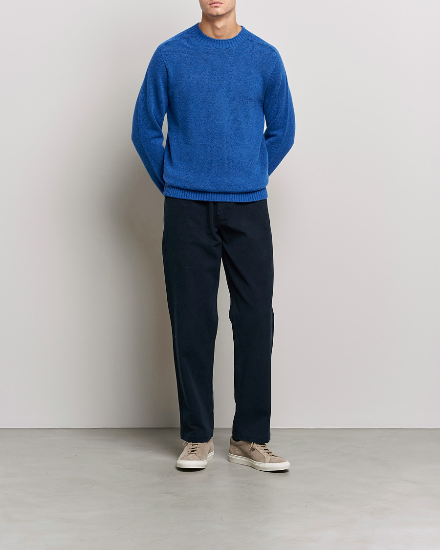 Mies | Puserot | NN07 | Nathan Brushed Wool Knitted Sweater Cobolt Blue