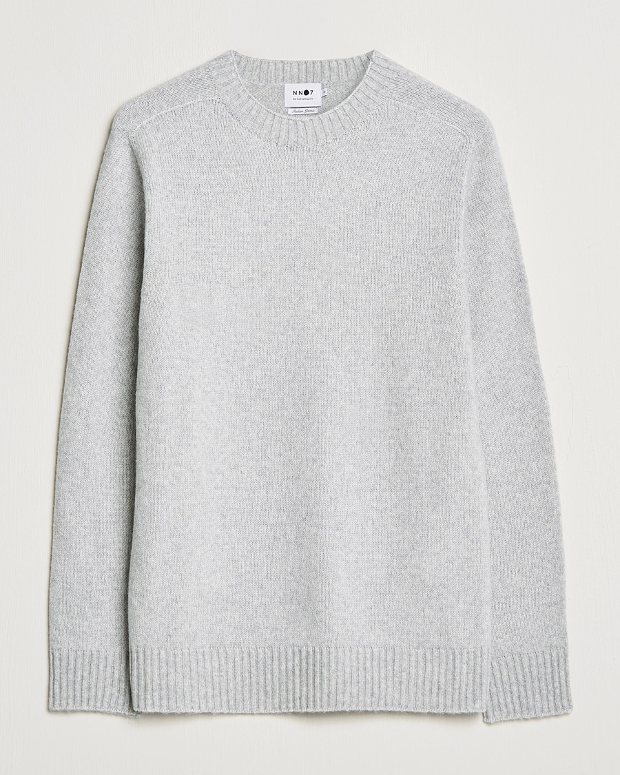 Mies | Puserot | NN07 | Nathan Brushed Wool Knitted Sweater Light Grey Mel