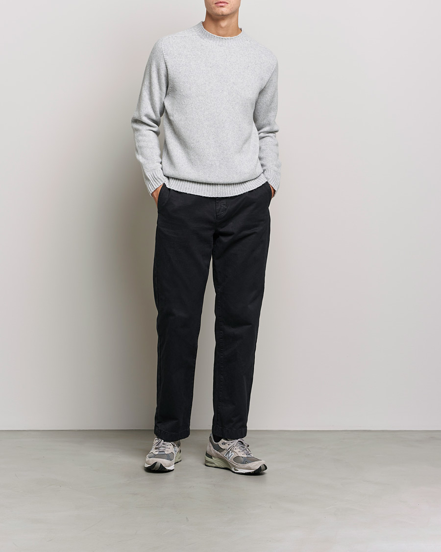 Mies | Puserot | NN07 | Nathan Brushed Wool Knitted Sweater Light Grey Mel