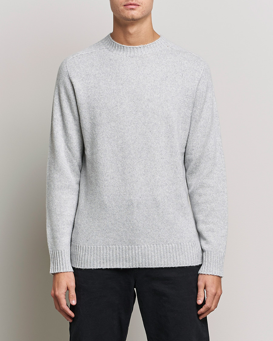 Mies | Puserot | NN07 | Nathan Brushed Wool Knitted Sweater Light Grey Mel
