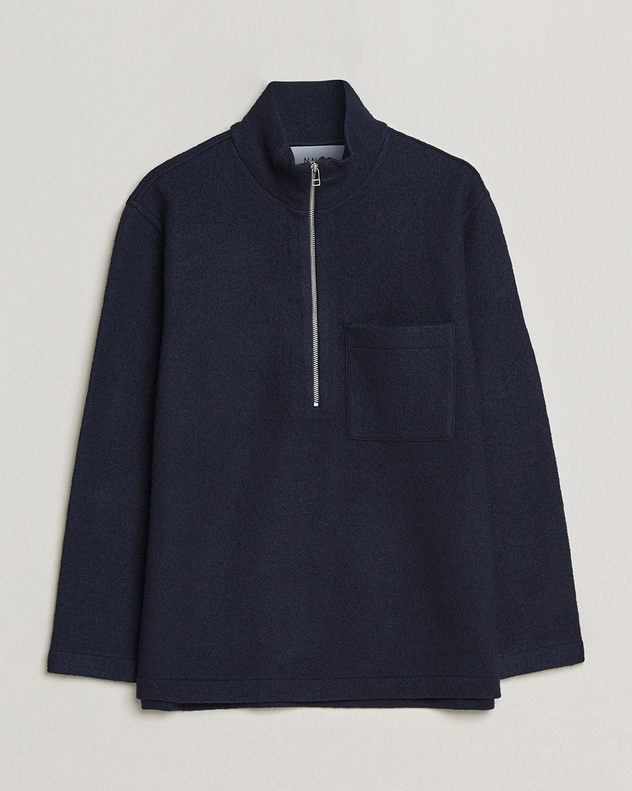 Mies | Puserot | NN07 | Anders Boiled Wool Half Zip Navy