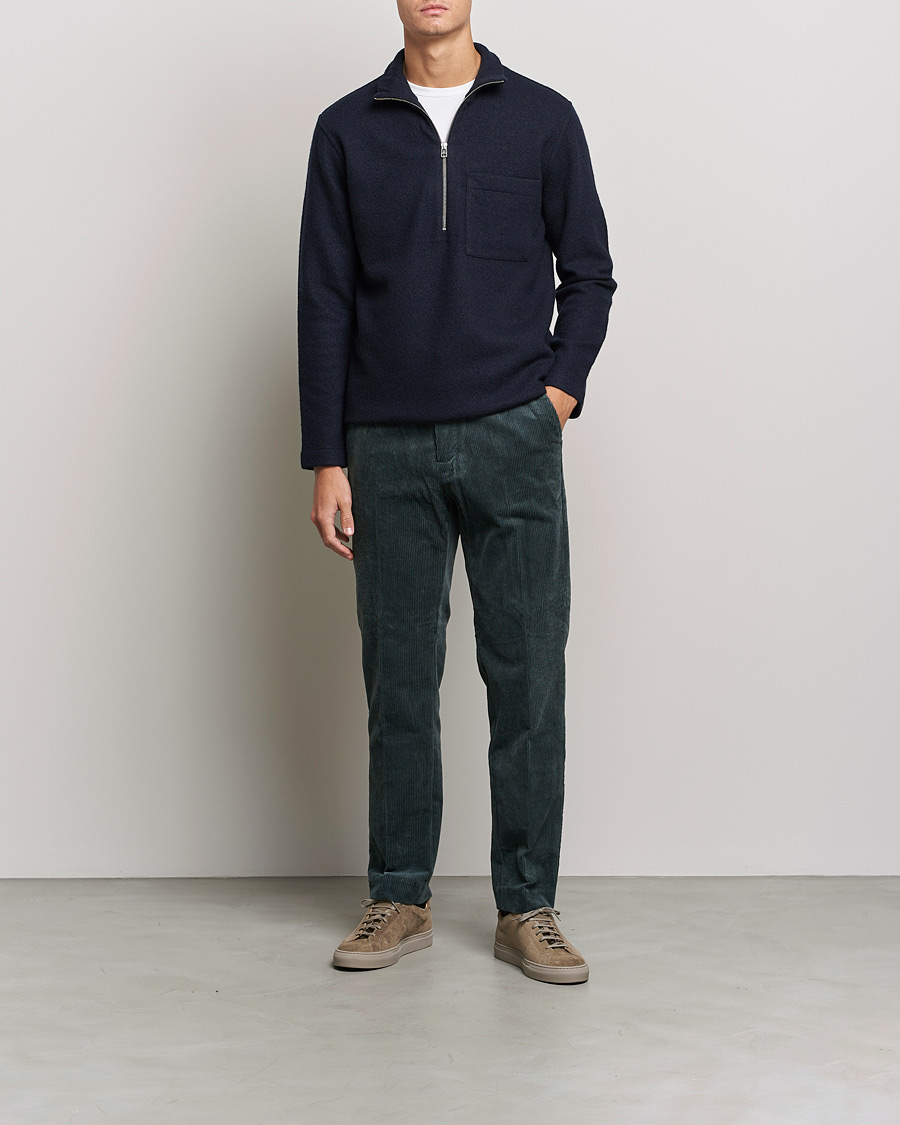 Mies | Puserot | NN07 | Anders Boiled Wool Half Zip Navy