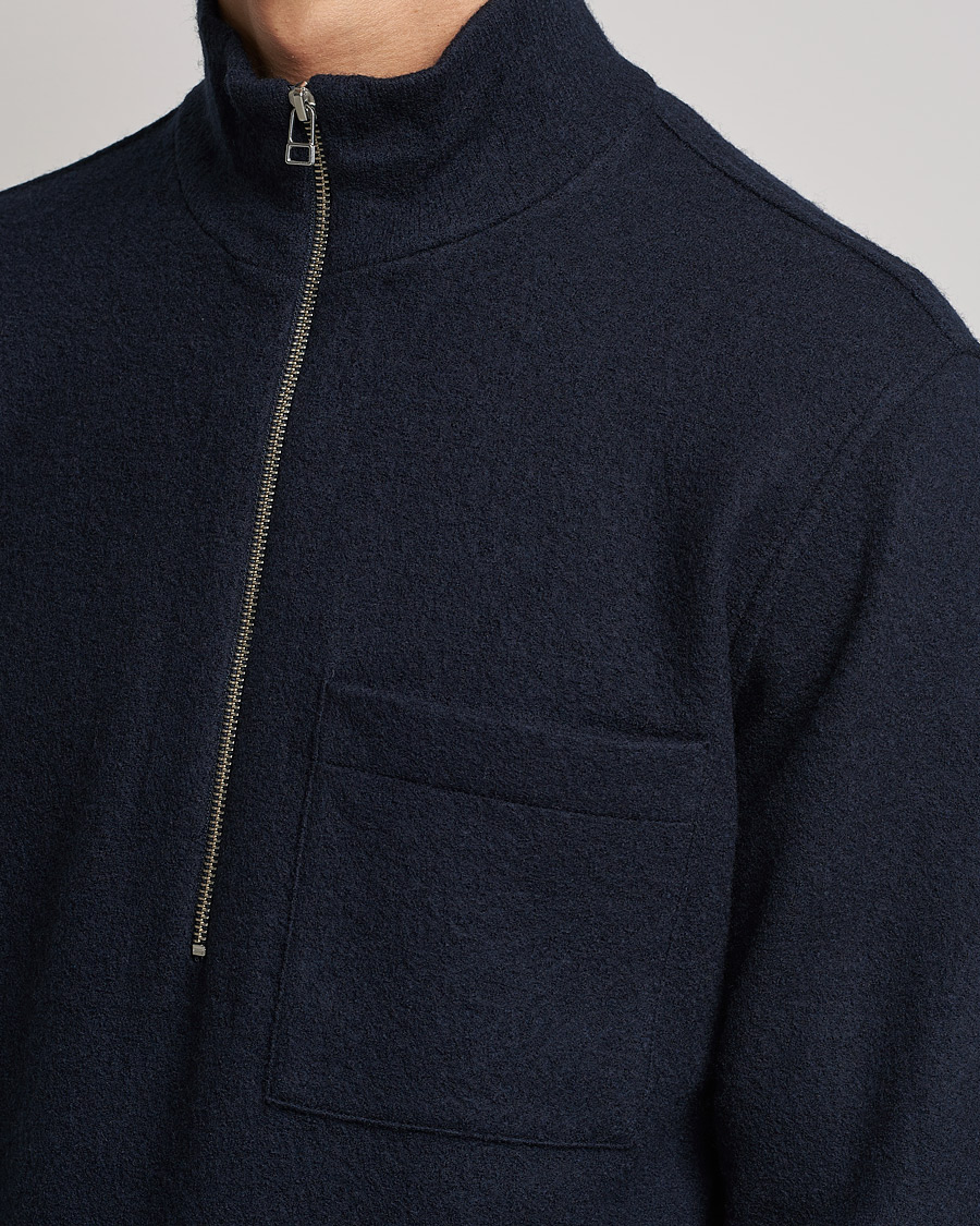 Mies | Puserot | NN07 | Anders Boiled Wool Half Zip Navy