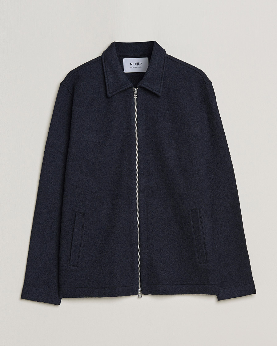 Mies | Puserot | NN07 | Ivan Boiled Wool Full Zip Navy