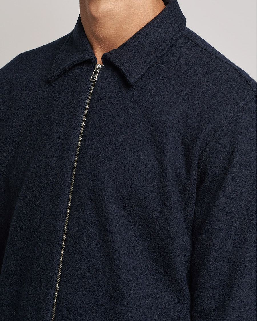 Mies | Puserot | NN07 | Ivan Boiled Wool Full Zip Navy
