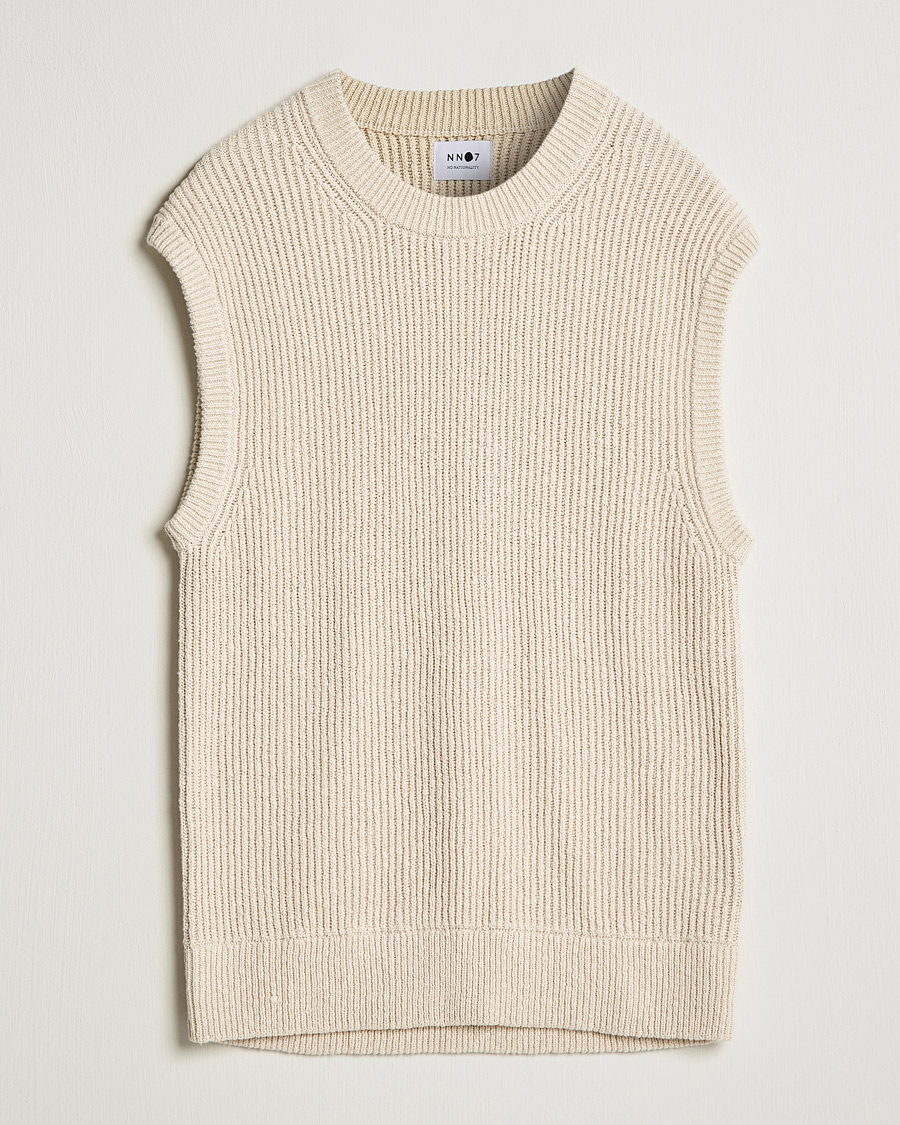 Mies | Puserot | NN07 | Jesse Ribbed Knited Vest Ecru