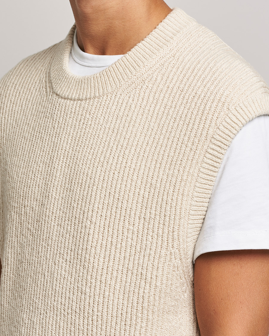 Mies | Puserot | NN07 | Jesse Ribbed Knited Vest Ecru
