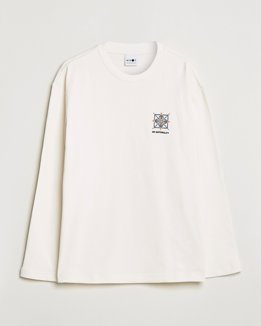 Mies | T-paidat | NN07 | Alan Heavy Logo Long Sleeve T-Shirt Off White