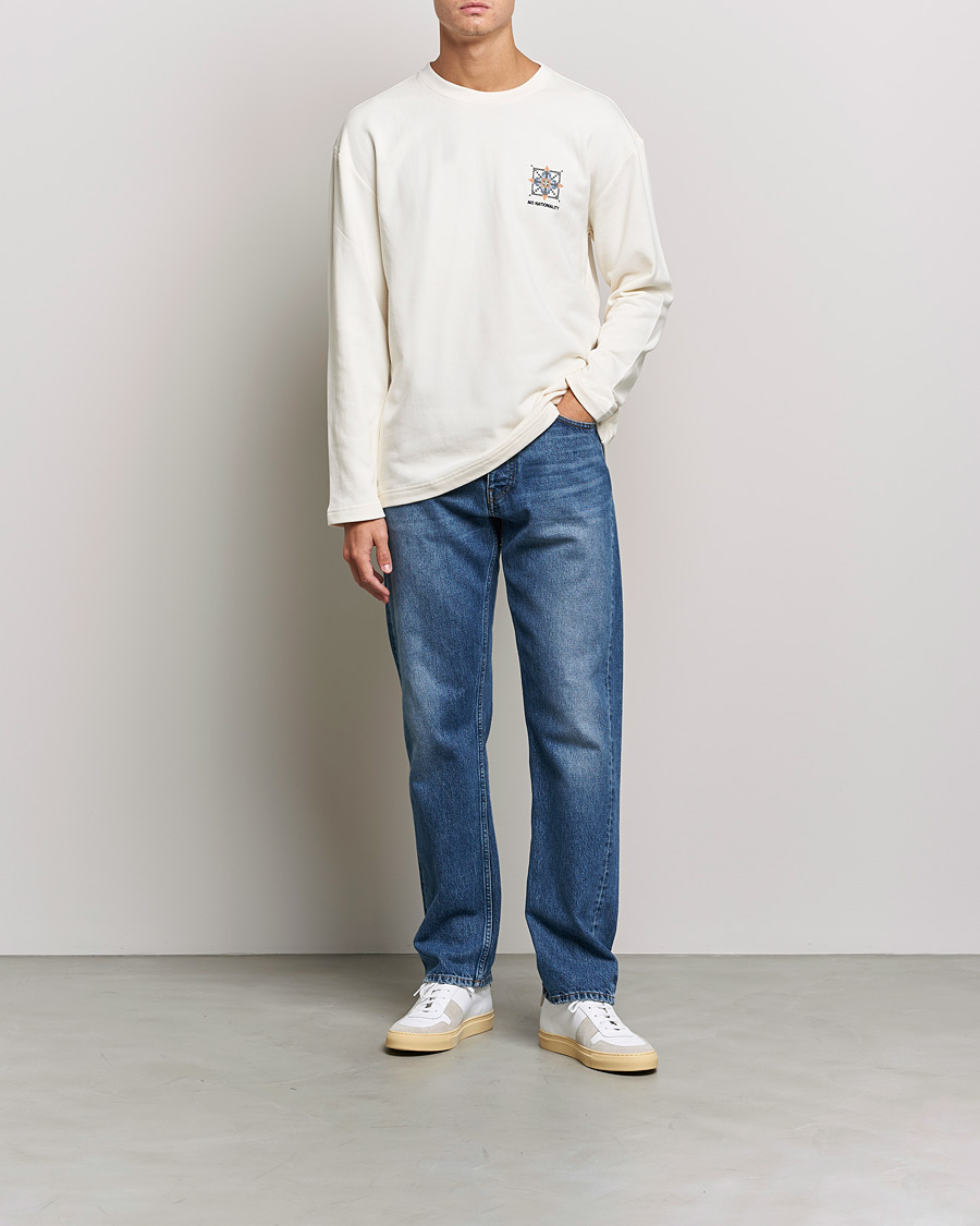 Mies | T-paidat | NN07 | Alan Heavy Logo Long Sleeve T-Shirt Off White