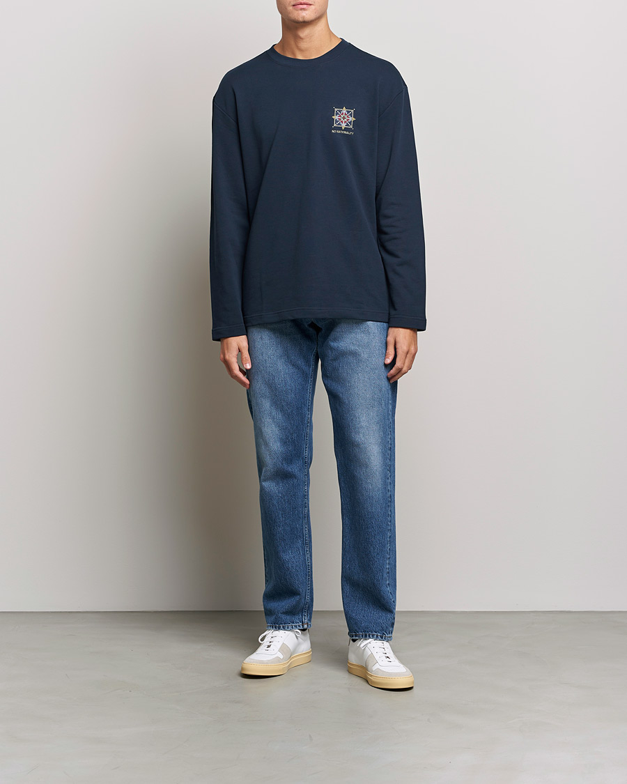Mies | T-paidat | NN07 | Alan Heavy Logo Long Sleeve T-Shirt Navy