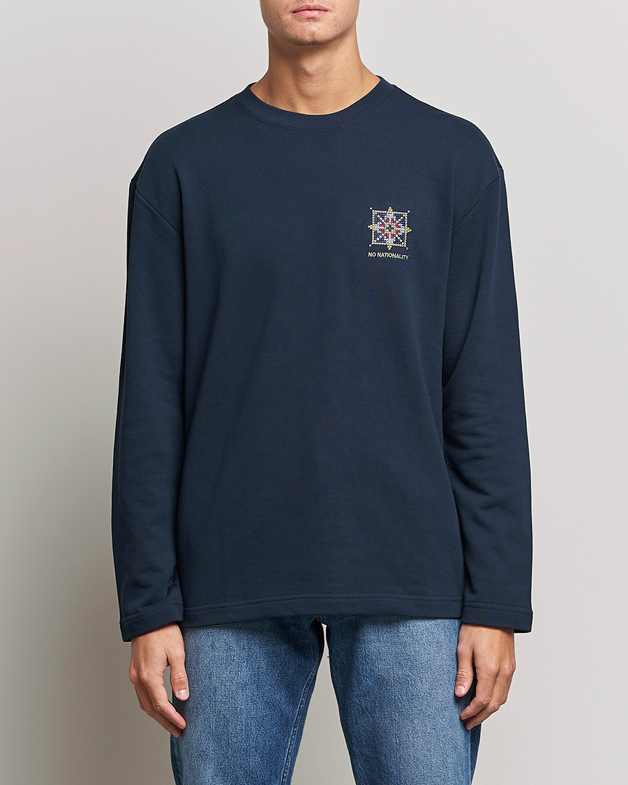 Mies | T-paidat | NN07 | Alan Heavy Logo Long Sleeve T-Shirt Navy