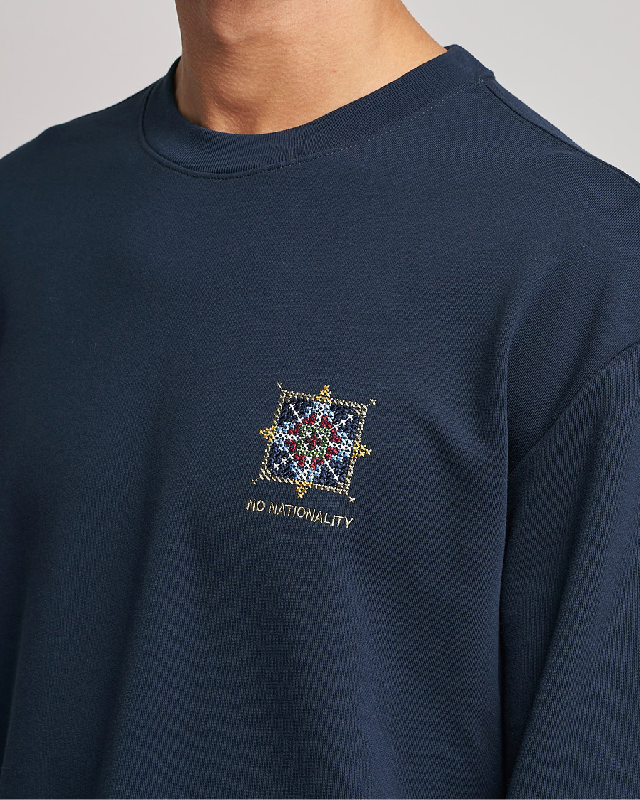 Mies | T-paidat | NN07 | Alan Heavy Logo Long Sleeve T-Shirt Navy