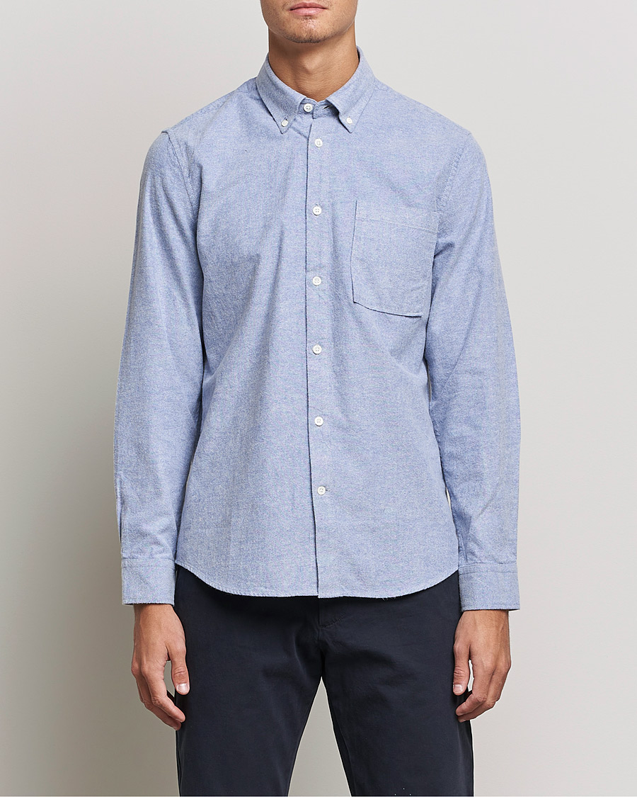 Mies | Wardrobe Basics | NN07 | Arne Brushed Striped Shirt Light Blue
