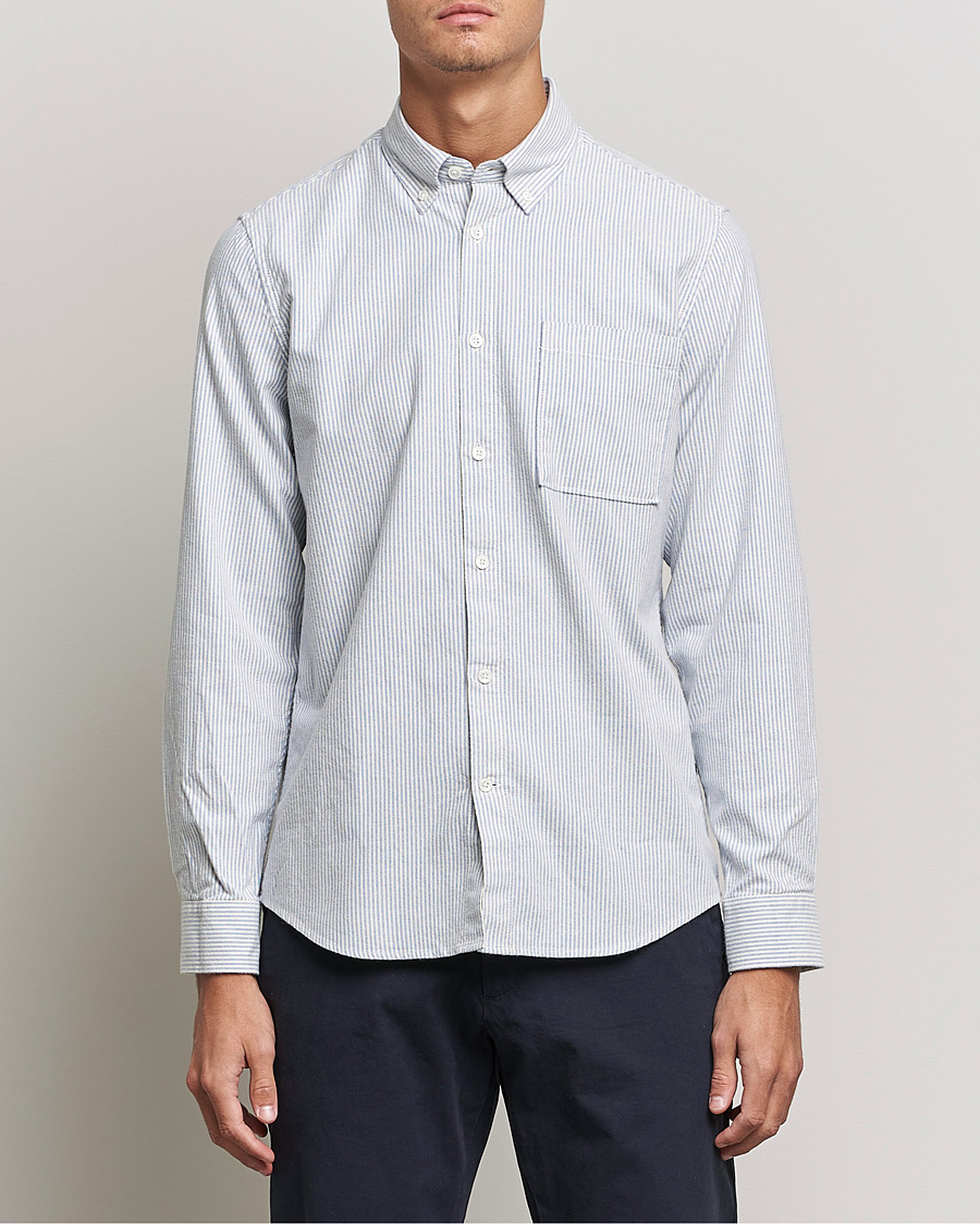 Mies | Rennot paidat | NN07 | Arne Brushed Striped Shirt Blue/White
