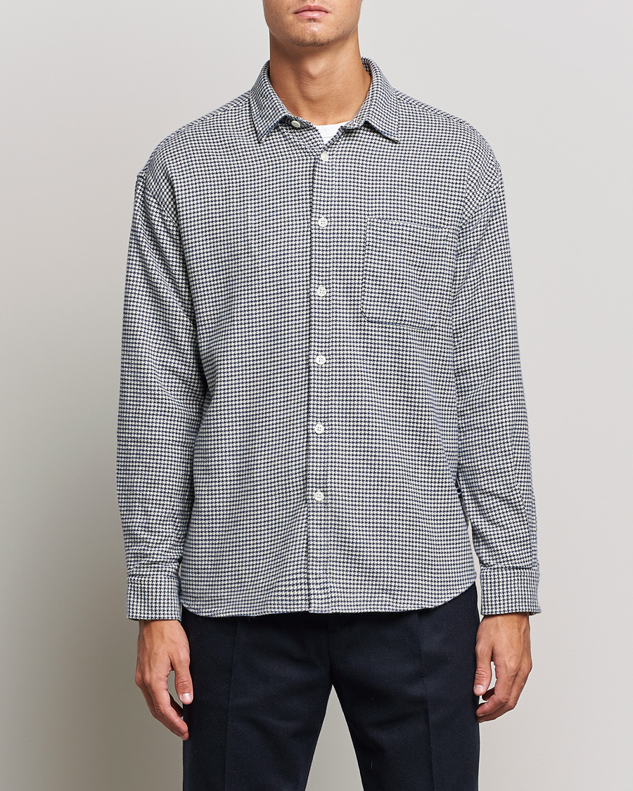 Mies | Kauluspaidat | NN07 | Deon Houndstooth Shirt Blue/White