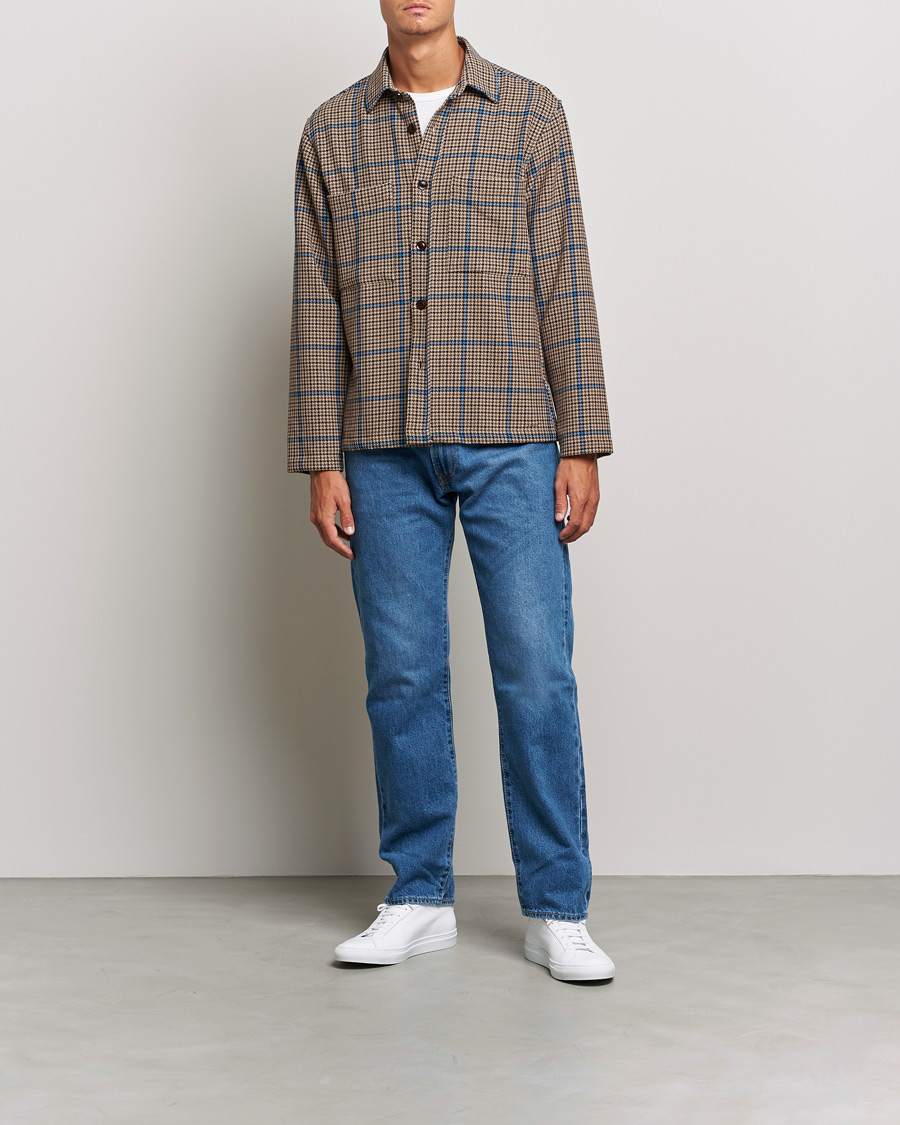 Mies | Kauluspaidat | NN07 | Frode Checked Overshirt Brown/Cobolt Blue