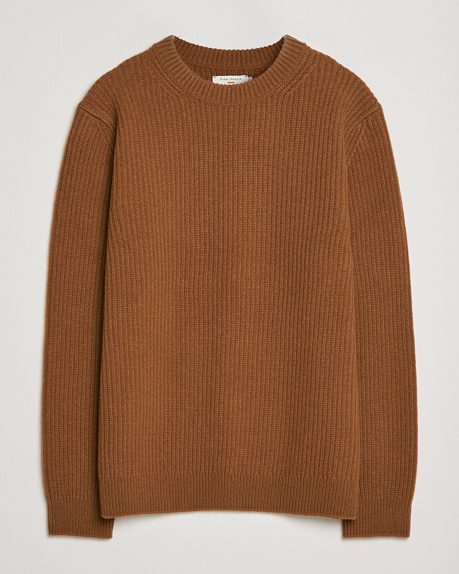 Mies | Puserot | Nudie Jeans | August Wool Rib Knitted Sweater Oak