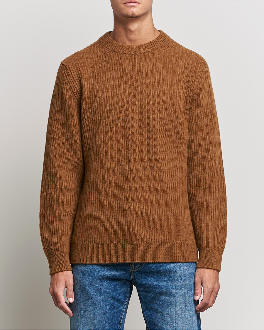 Mies | Puserot | Nudie Jeans | August Wool Rib Knitted Sweater Oak