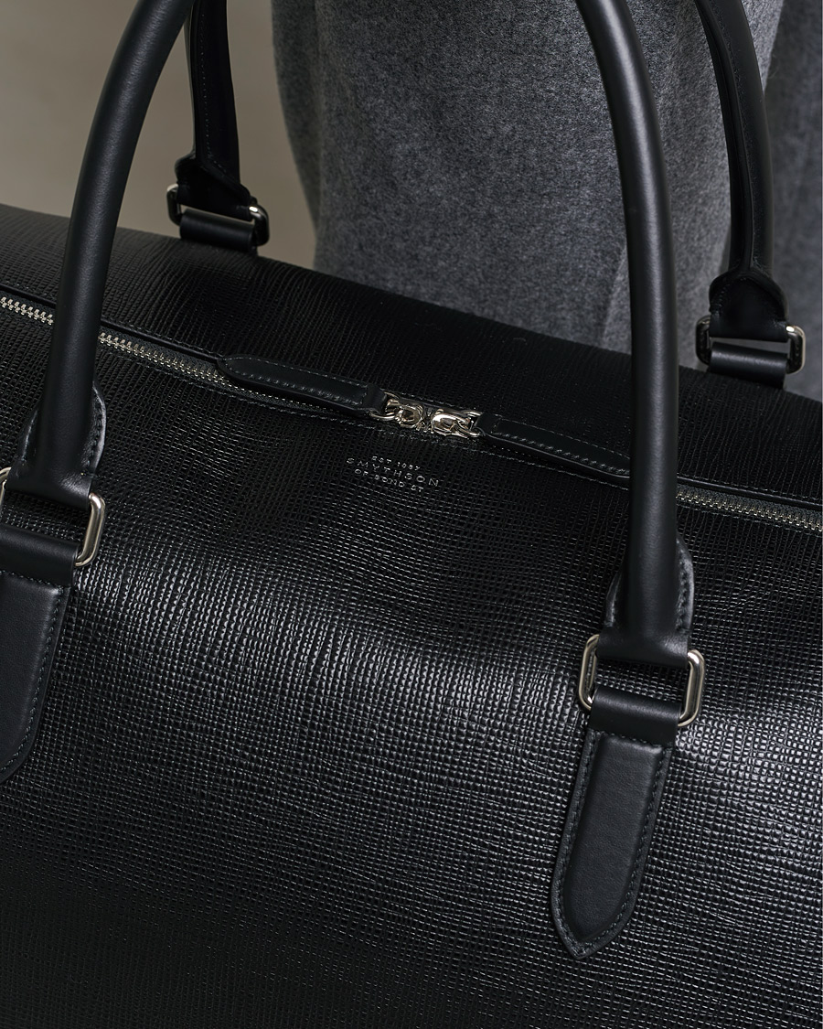 Mies | Smythson Panama Leather Weekendbag Black | Smythson | Panama Leather Weekendbag Black