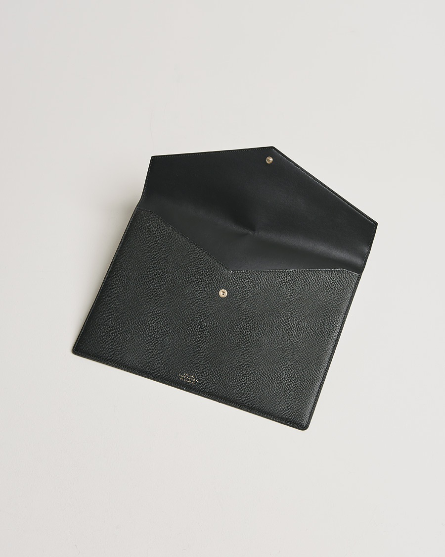 Mies | Smythson Panama Leather Large Envelope Portfolio Black | Smythson | Panama Leather Large Envelope Portfolio Black