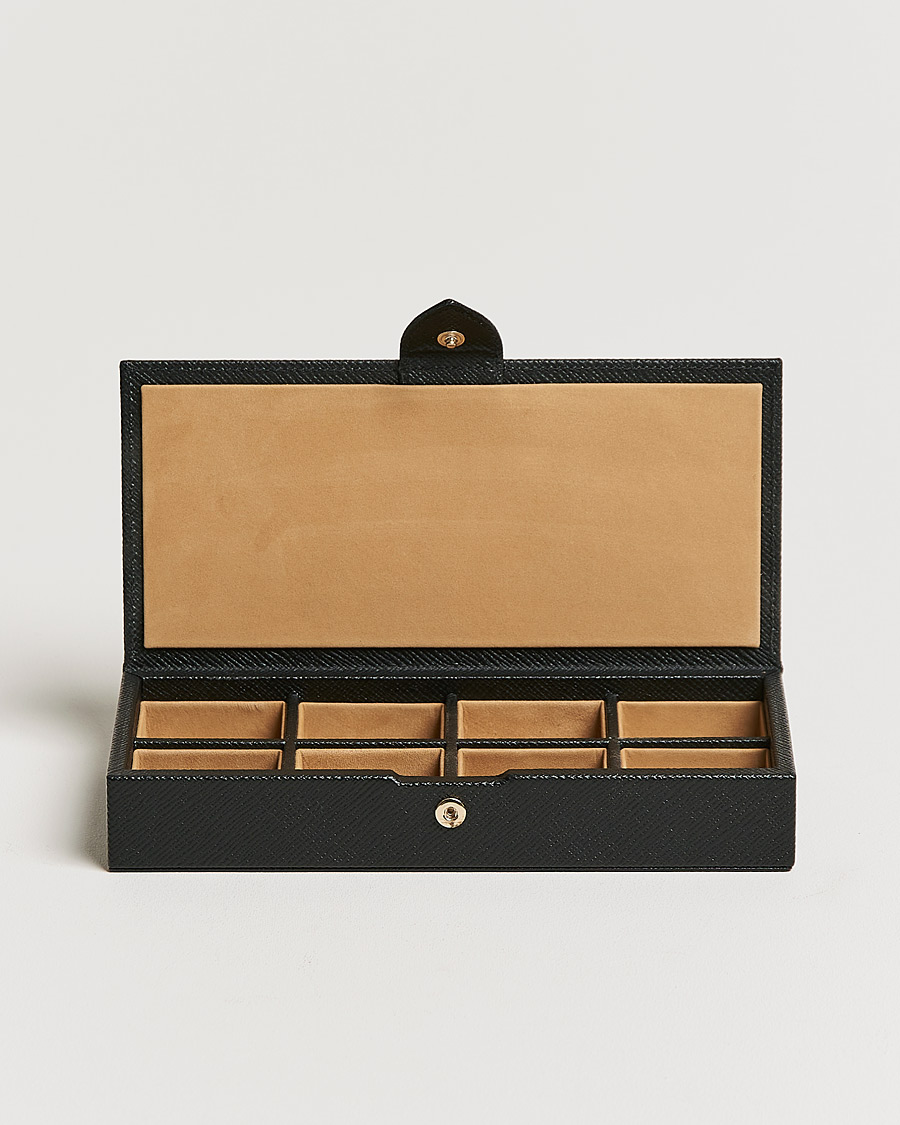 Mies | Smythson Panama Cufflink Box Black | Smythson | Panama Cufflink Box Black