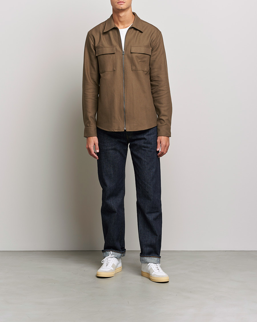 Mies | Kauluspaidat | Tiger of Sweden | Noel P Herringbone Shirt Olive Extreme