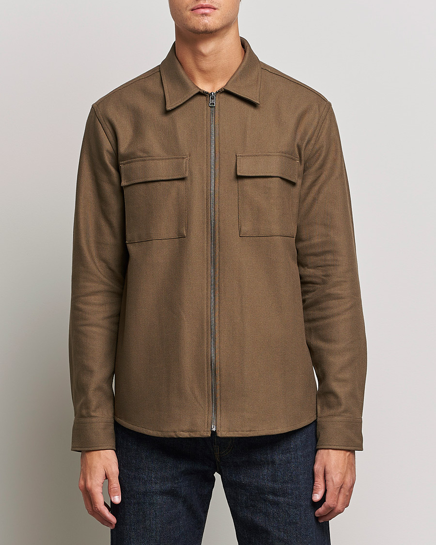 Mies | Kauluspaidat | Tiger of Sweden | Noel P Herringbone Shirt Olive Extreme