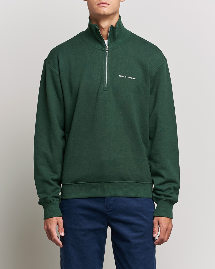 Mies | Puserot | Tiger of Sweden | Marlon Half Zip Sweatshirt Ever Green
