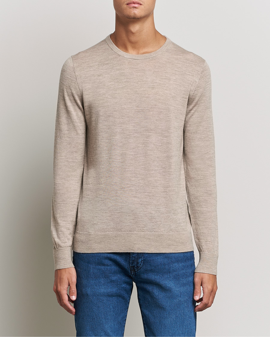 Mies | Puserot | Tiger of Sweden | Nichols Extra Fine Merino Crew Neck Beige Melange