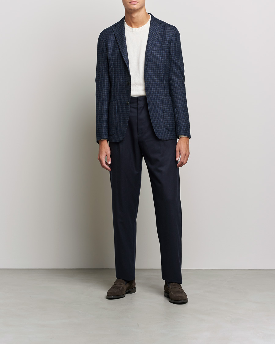 Mies |  | Zegna | Unconstructed Wool Blazer Dark Blue Check