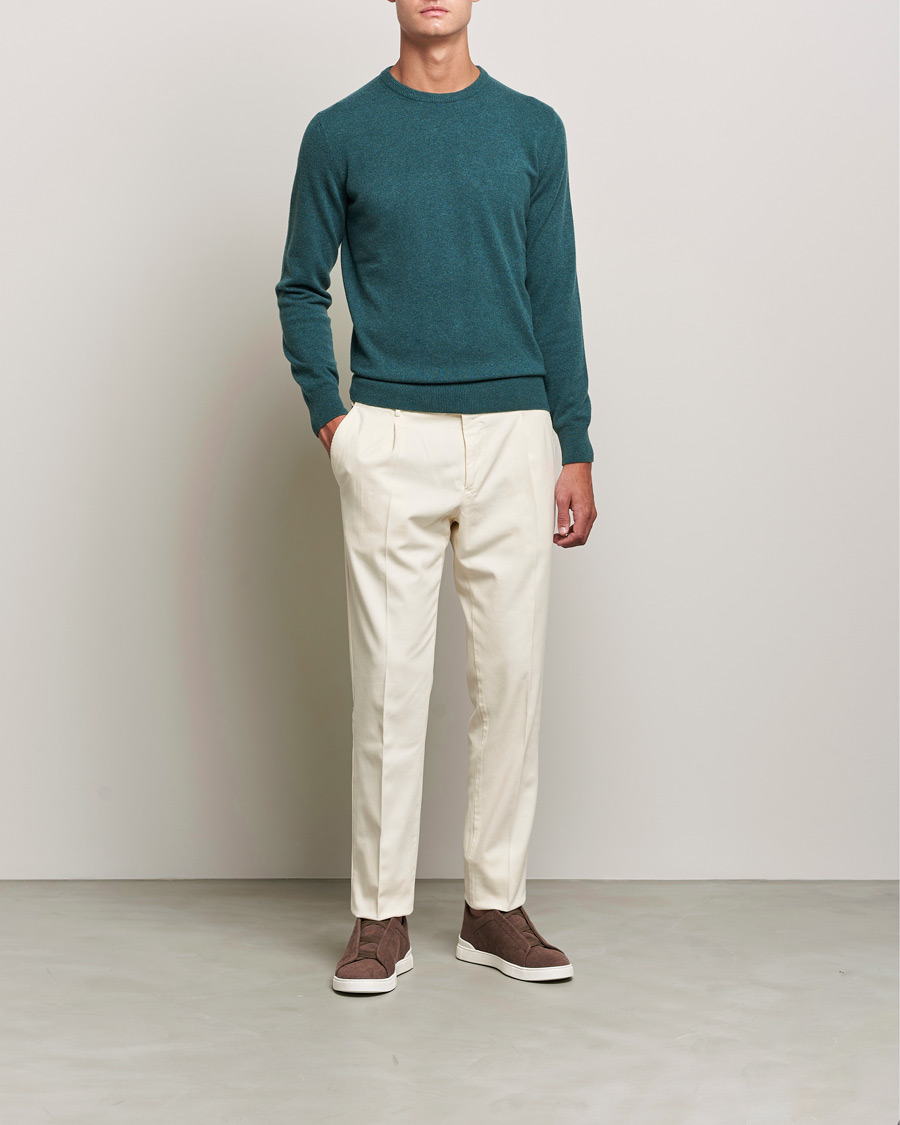 Mies | Puserot | Zegna | Oasi Cashmere Crew Neck Teal