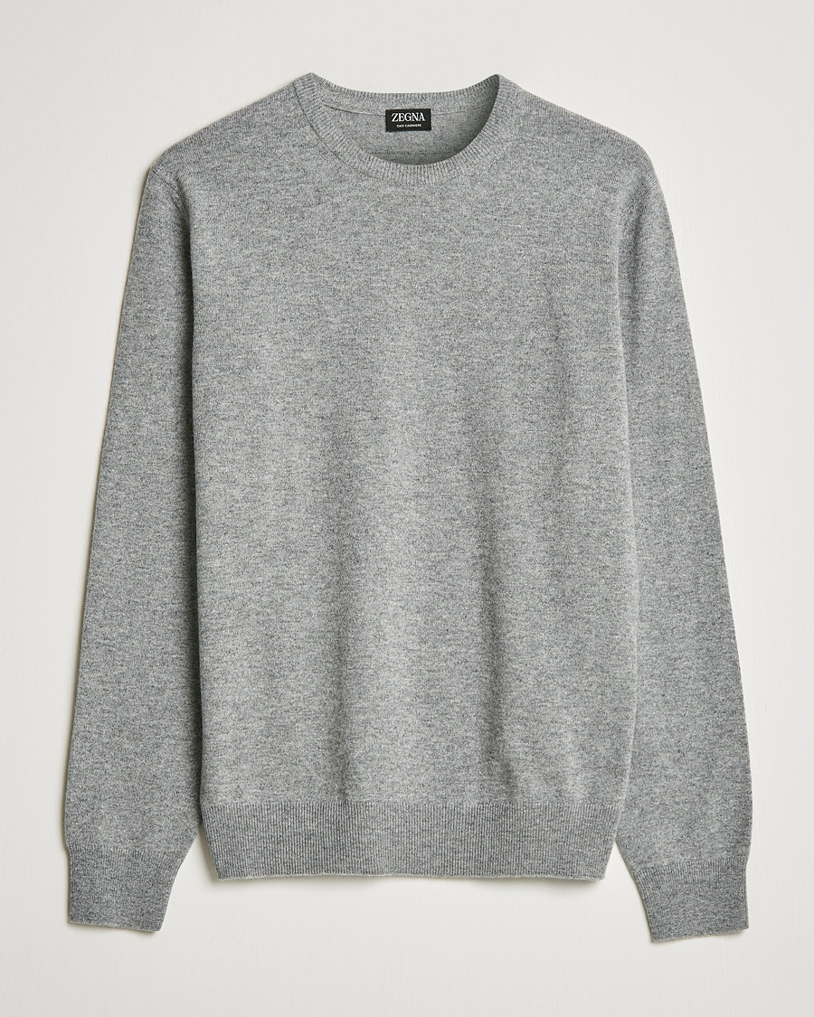 Mies | Puserot | Zegna | Oasi Cashmere Crew Neck Grey Melange