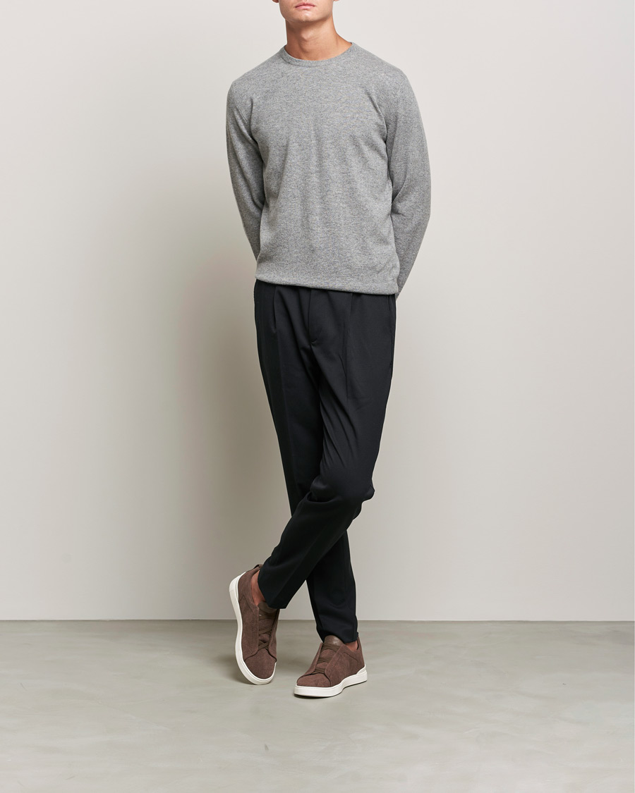 Mies | Puserot | Zegna | Oasi Cashmere Crew Neck Grey Melange