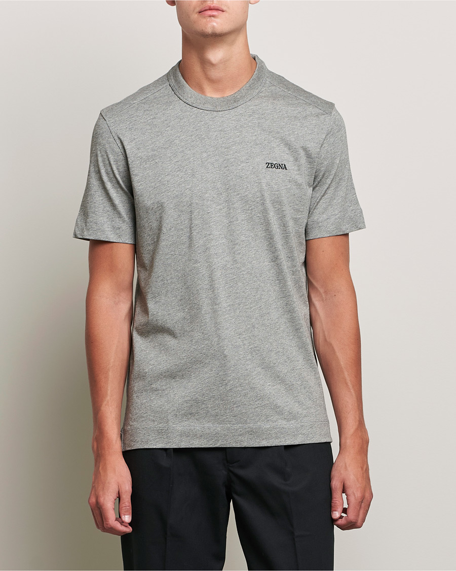 Mies |  | Zegna | Premium Cotton T-Shirt Grey Melange