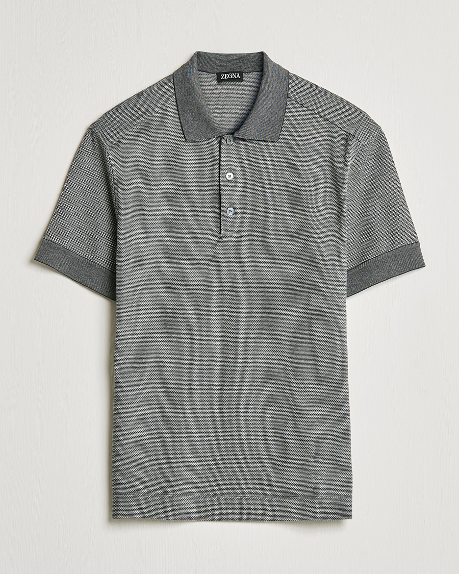 Mies | Pikeet | Zegna | Cotton/Silk Short Sleeve Polo Grey