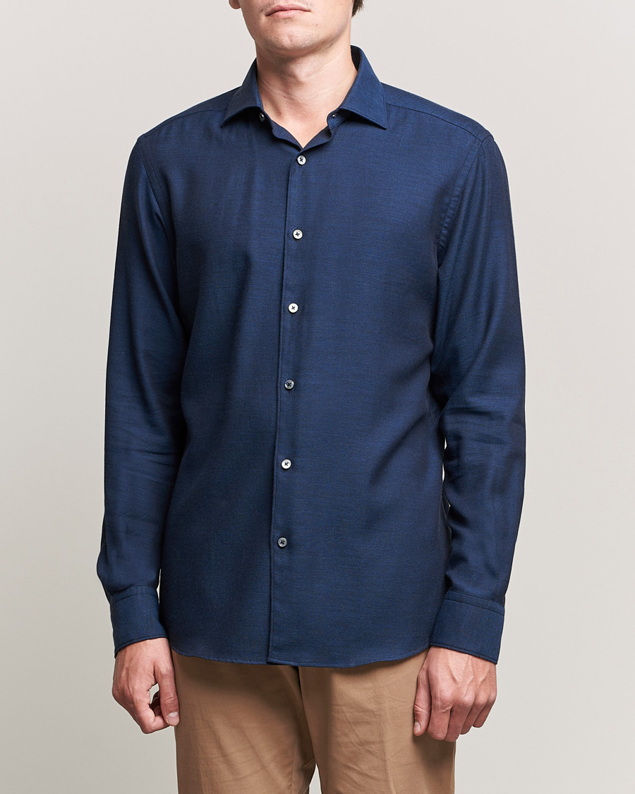 Mies | Zegna | Zegna | Cotton/Cashmere Casual Shirt Dark Blue