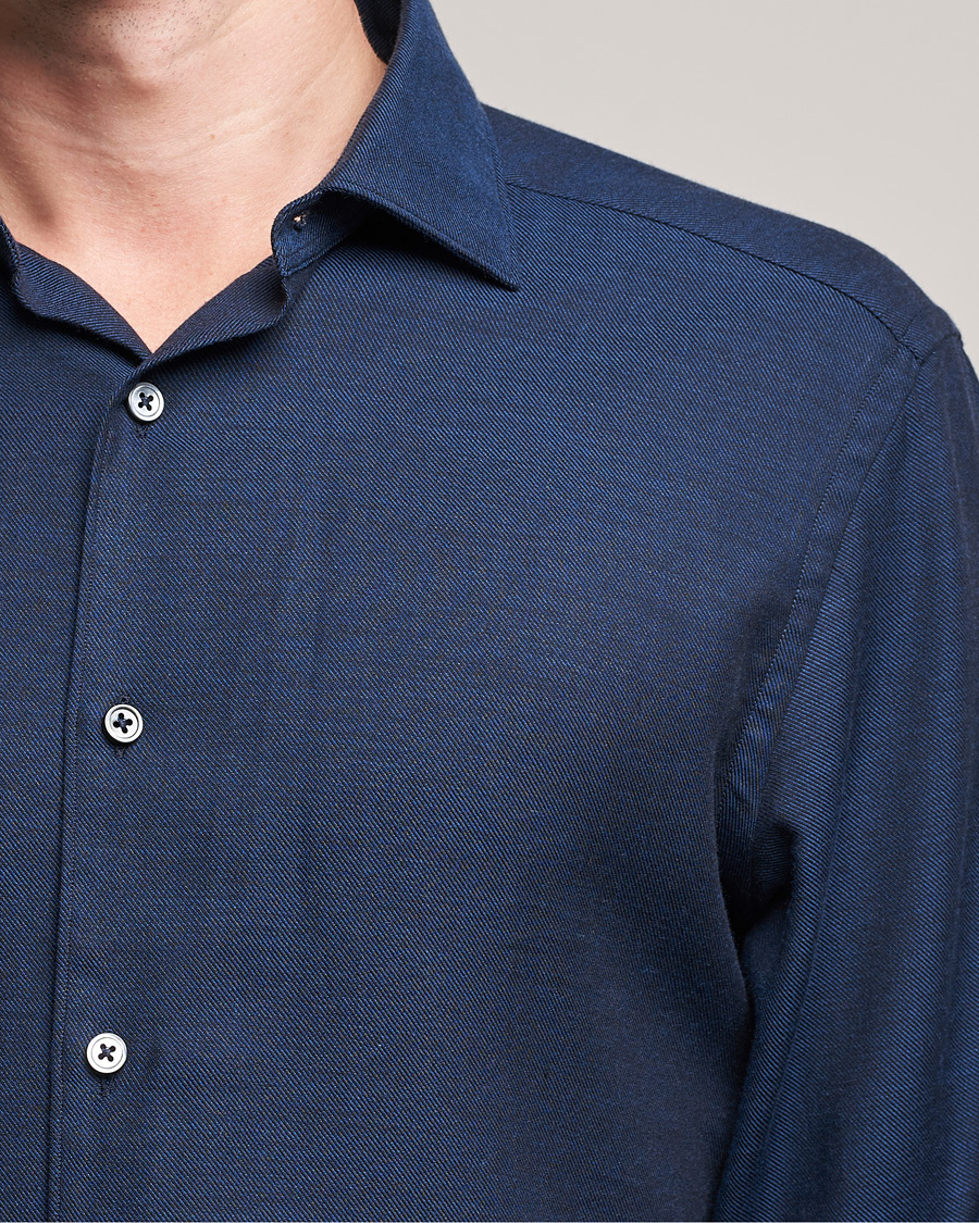 Mies | Kauluspaidat | Zegna | Cotton/Cashmere Casual Shirt Dark Blue