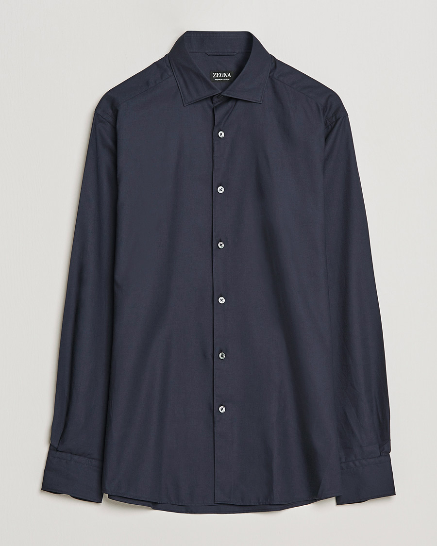 Mies | Kauluspaidat | Zegna | Premium Cotton Shirt Navy