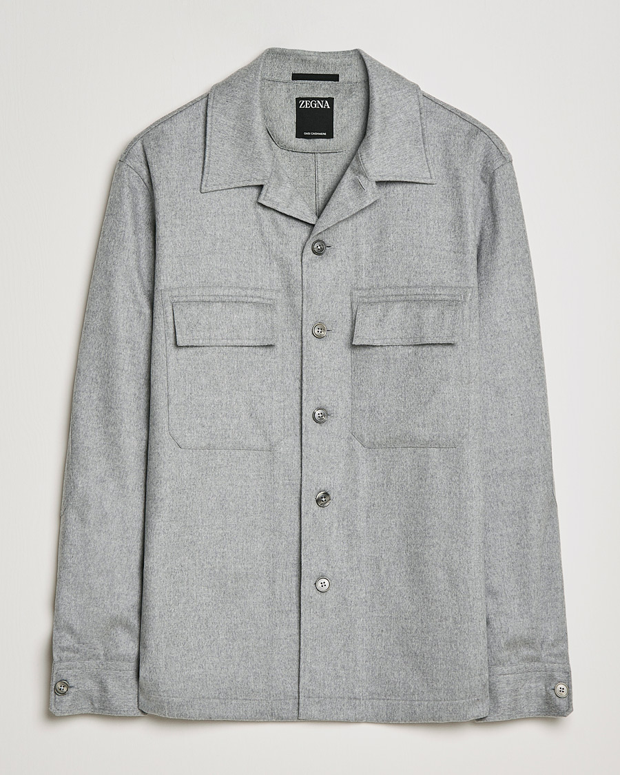 Mies | Kauluspaidat | Zegna | Oasi Cashmere Overshirt Light Grey