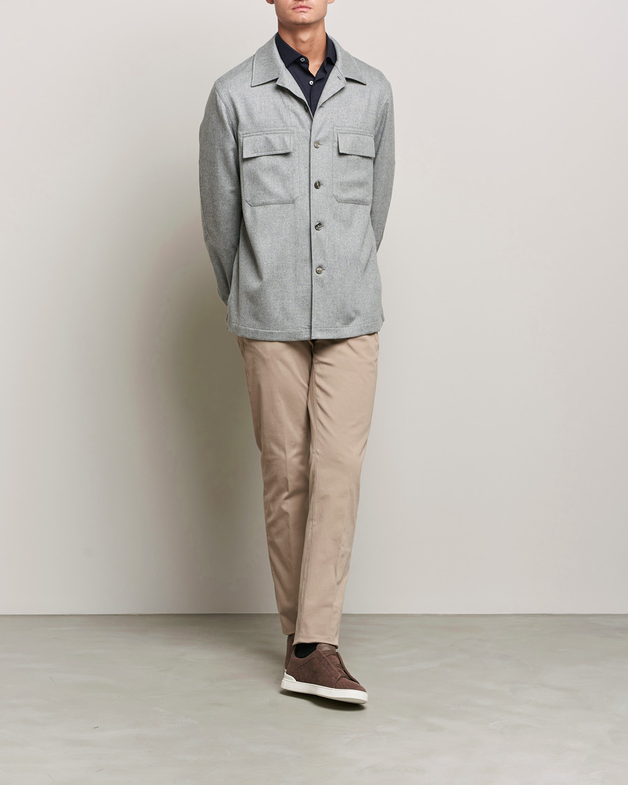 Mies | Kauluspaidat | Zegna | Oasi Cashmere Overshirt Light Grey