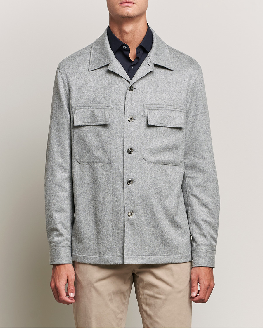 Mies | Kauluspaidat | Zegna | Oasi Cashmere Overshirt Light Grey