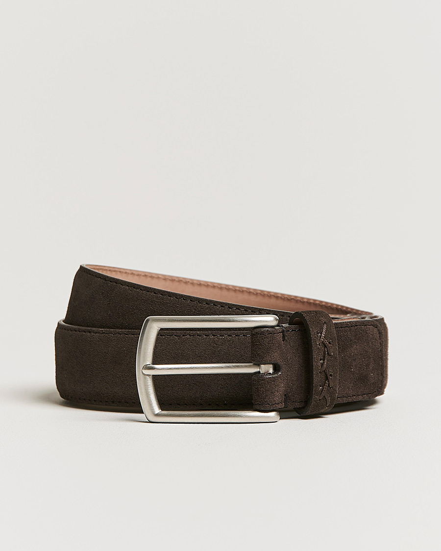 Mies | Zegna Triple Stitch Belt Dark Brown Suede | Zegna | Triple Stitch Belt Dark Brown Suede