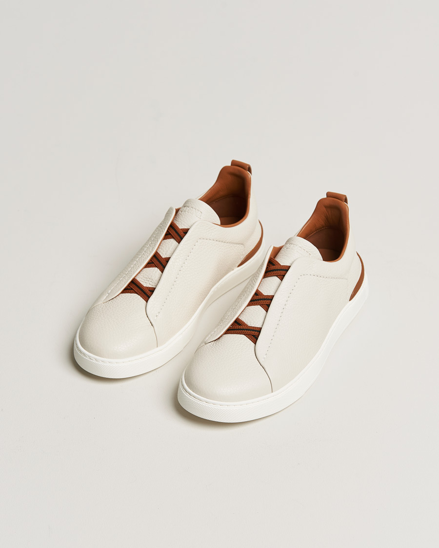 Mies | Zegna Triple Stitch Sneakers White Deerskin | Zegna | Triple Stitch Sneakers White Deerskin