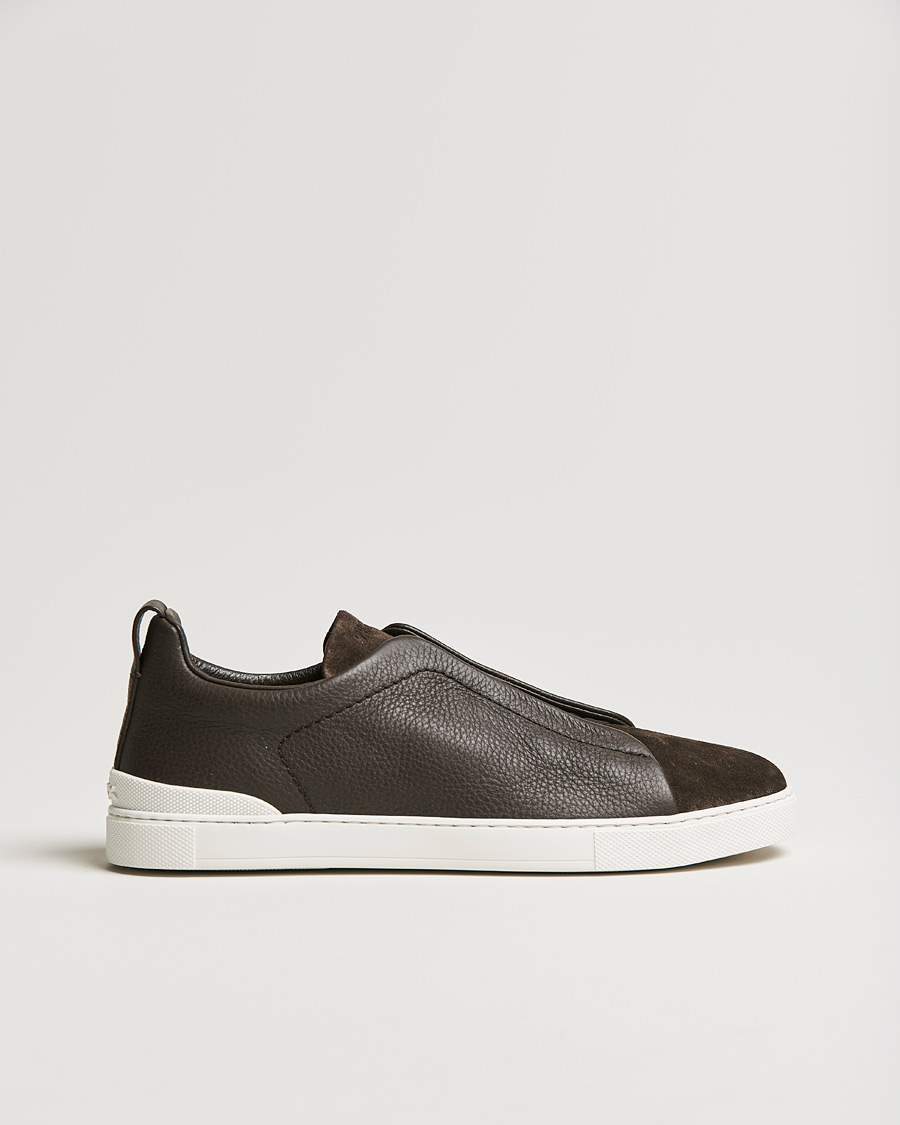 Mies | Zegna Triple Stitch Sneaker Dark Brown Calf | Zegna | Triple Stitch Sneaker Dark Brown Calf
