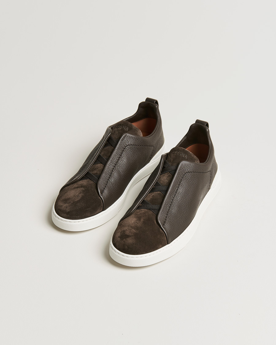 Mies | Zegna Triple Stitch Sneaker Dark Brown Calf | Zegna | Triple Stitch Sneaker Dark Brown Calf