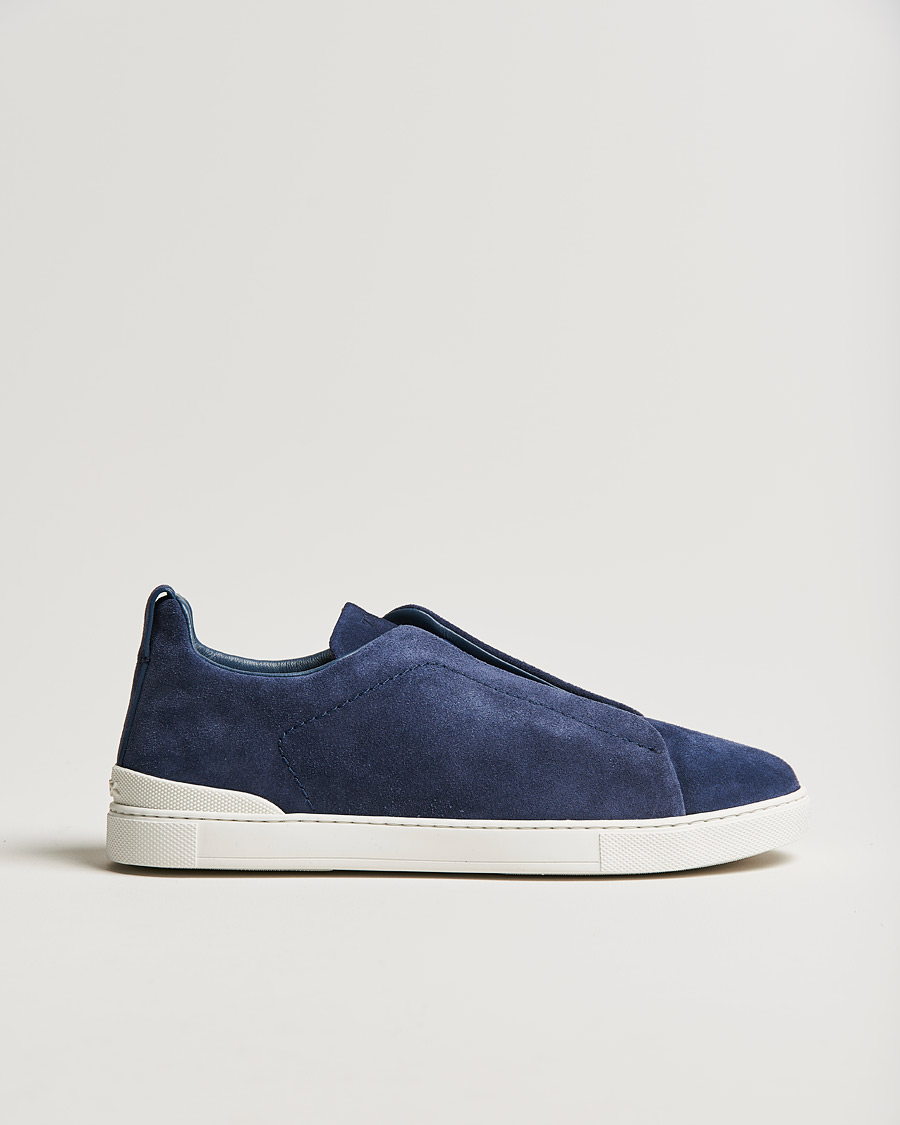 Mies | Zegna Triple Stitch Sneaker Blue Suede | Zegna | Triple Stitch Sneaker Blue Suede