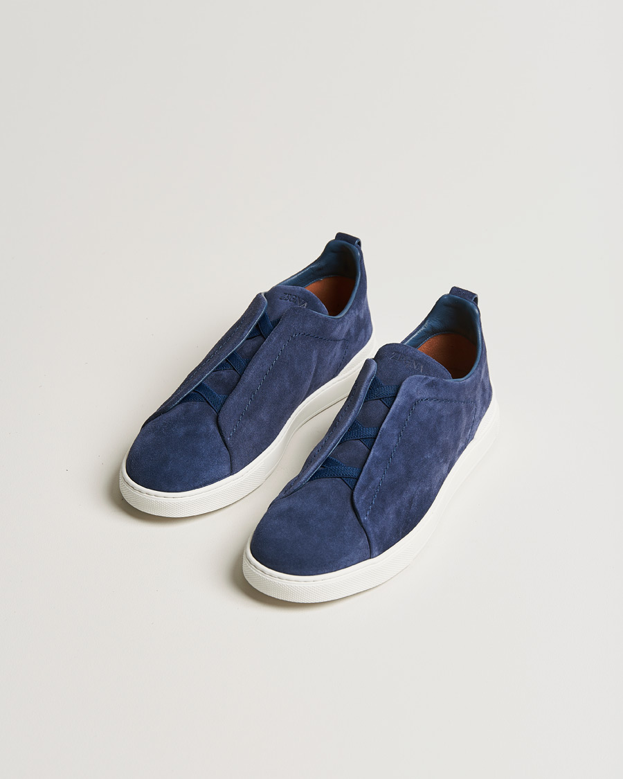 Mies | Zegna Triple Stitch Sneaker Blue Suede | Zegna | Triple Stitch Sneaker Blue Suede