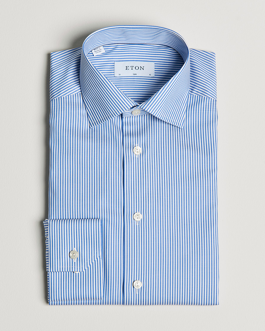 Mies | Kauluspaidat | Eton | Bengal Stripe Fine Twill Shirt Royal Blue